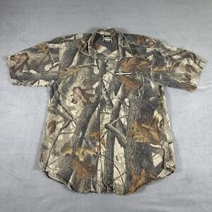 Winchester Shirt Medium Brown Camo Supreme Realtree Hardwoods Hunting Button Up